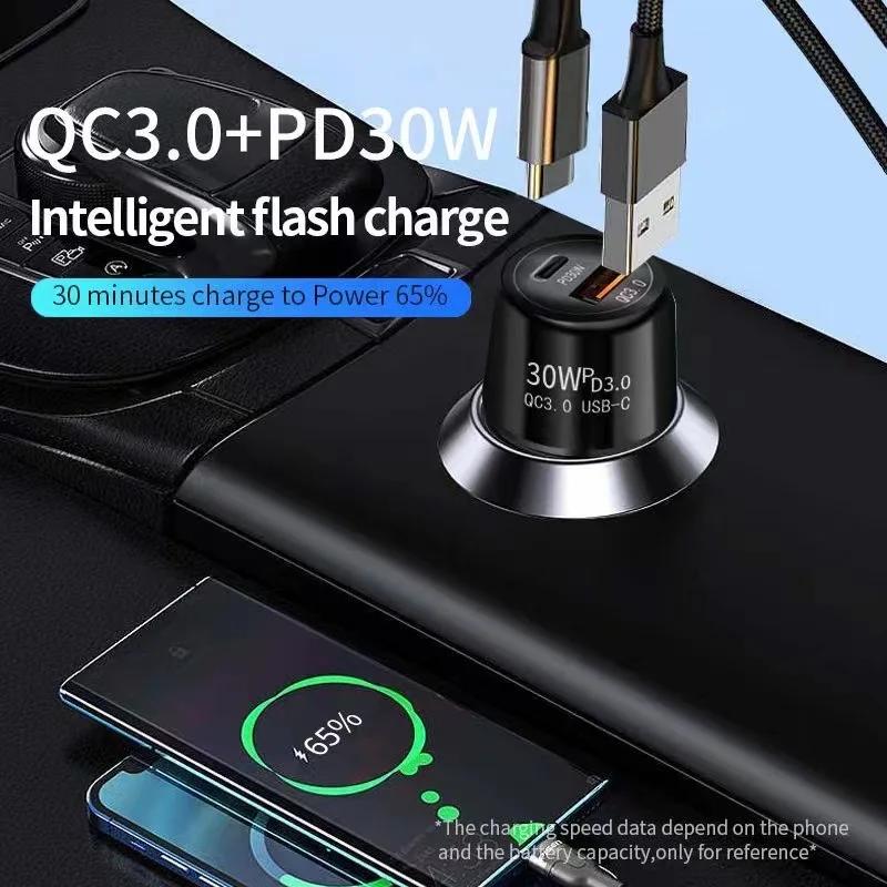 

Автомобильное зарядное устройство 48 Вт, сверхбыстрая зарядка PD и QC3.0, USB C, автомобильное зарядное устройство для телефона, прикуриватель типа C для iPhone, Xiaomi, Samsung, Huawei чёрный