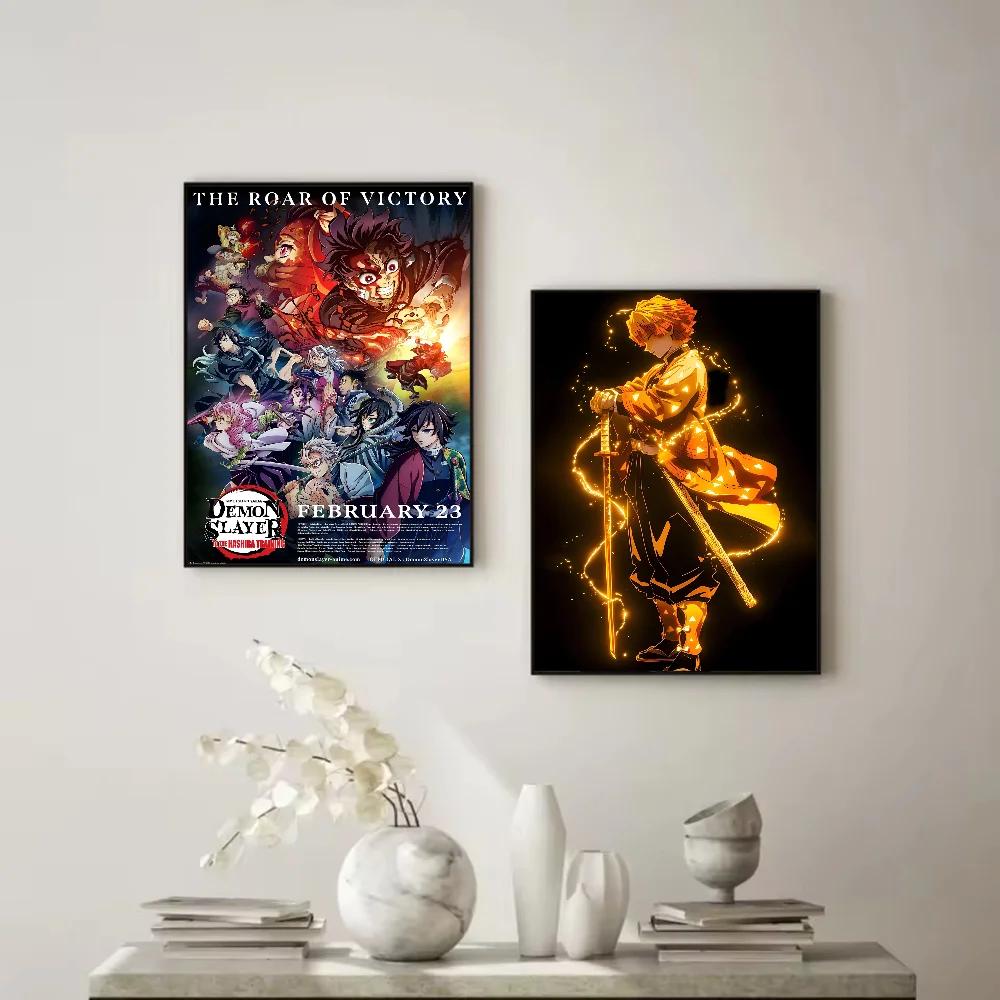 Anime Figurka Demon Slayer Plakát HD umění lepicí na zeď vodotěsný domov obývací pokoj ložnice bar estetická dekorace