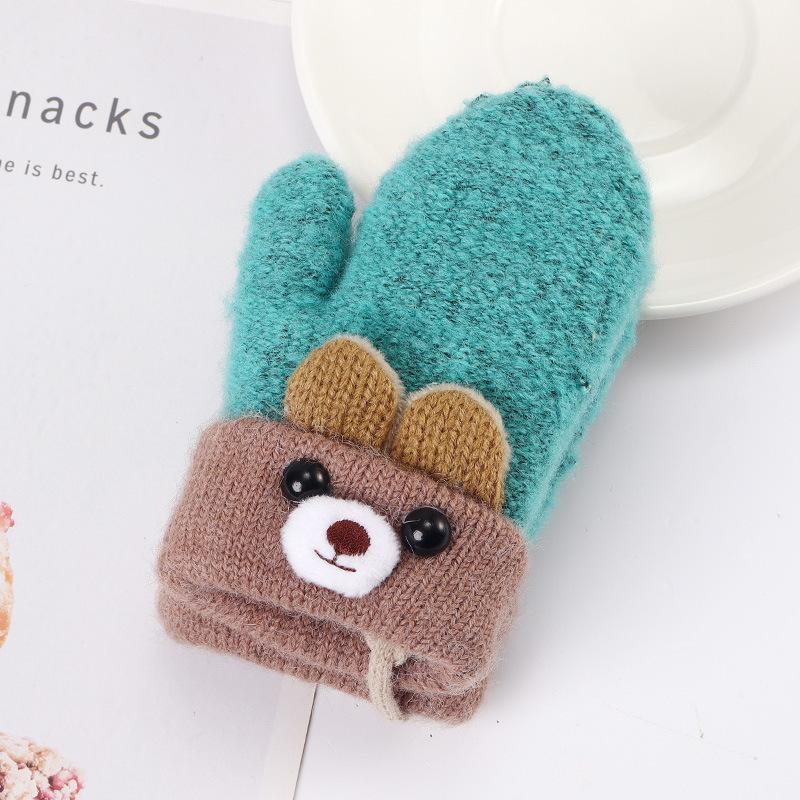 Children's Plus Velvet Thickened Bunny Gloves New Style Neck Finger Gloves Baby Kids Cute Windproof Gloves