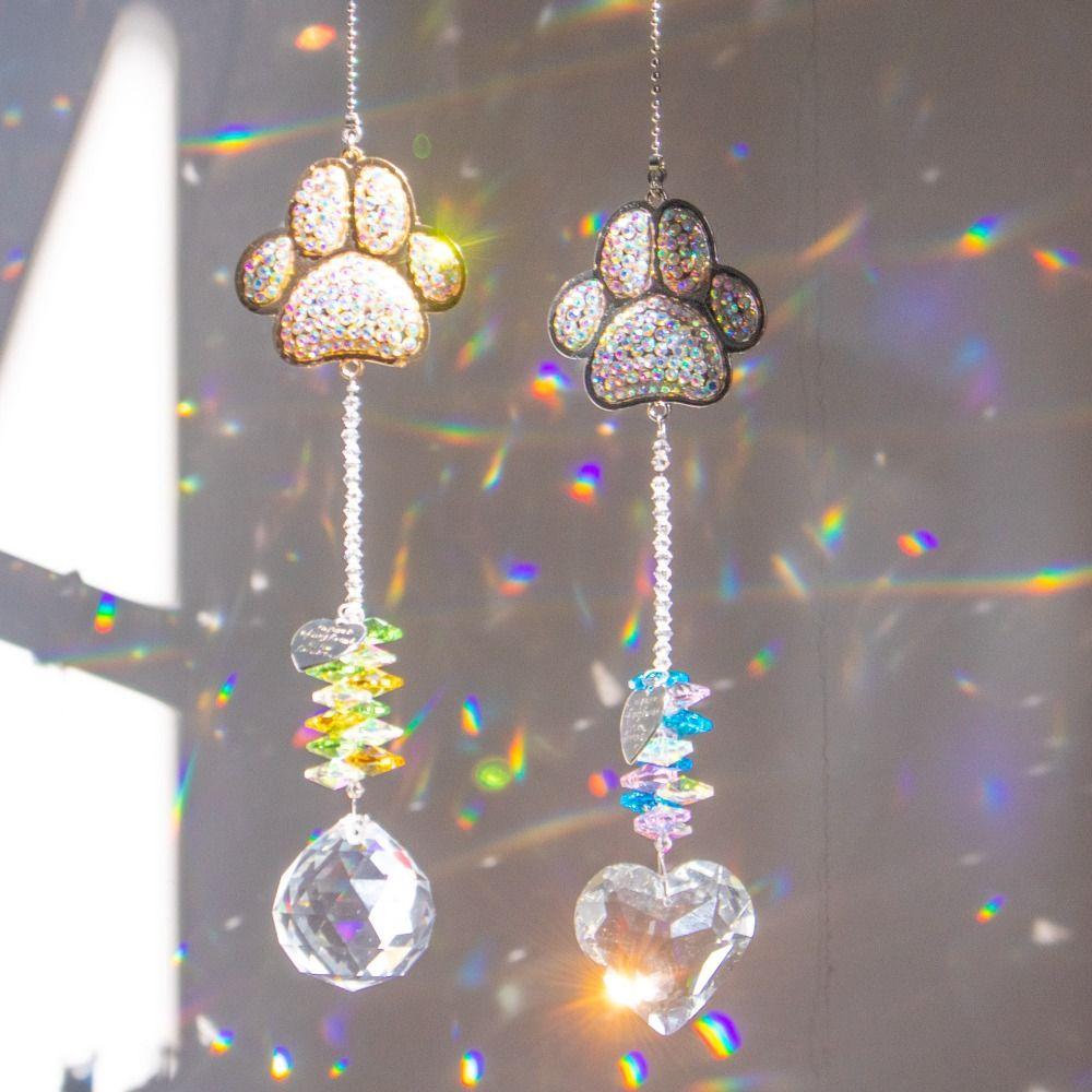 

Hanging Paw Print Sun Catcher Creative Light Collection Pendant Wind Chimes Backyard срібний