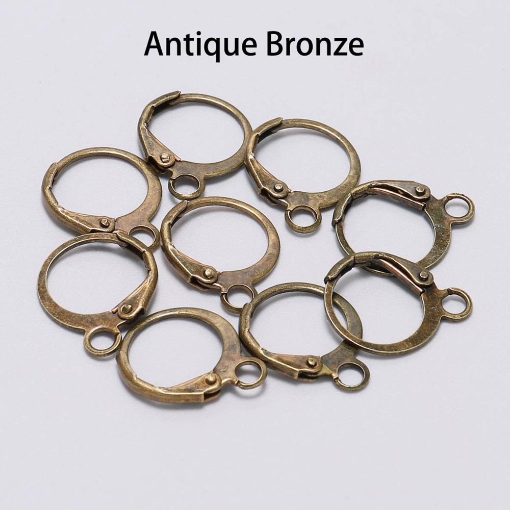 20pcs/lot 14*12mm Gold Bronze French Lever Earring Hooks Wire Settings Base Hoops Earrings For DIY Jewelry Making Supplie