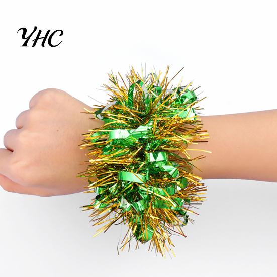 Long-lasting Tinsel Bracelet 1 Pair Colorful Elastic Band Adults Kids Universal Children's Day Rubber Kindergarten Dance Performance Prop Sports Meet