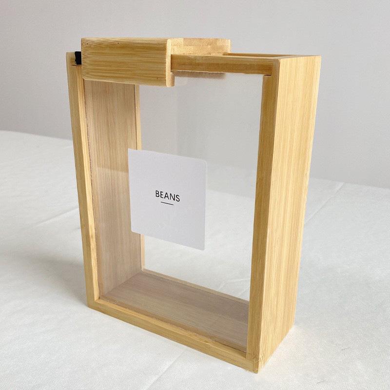 Creative Bamboo Cereal Dispenser with Transparent Panel