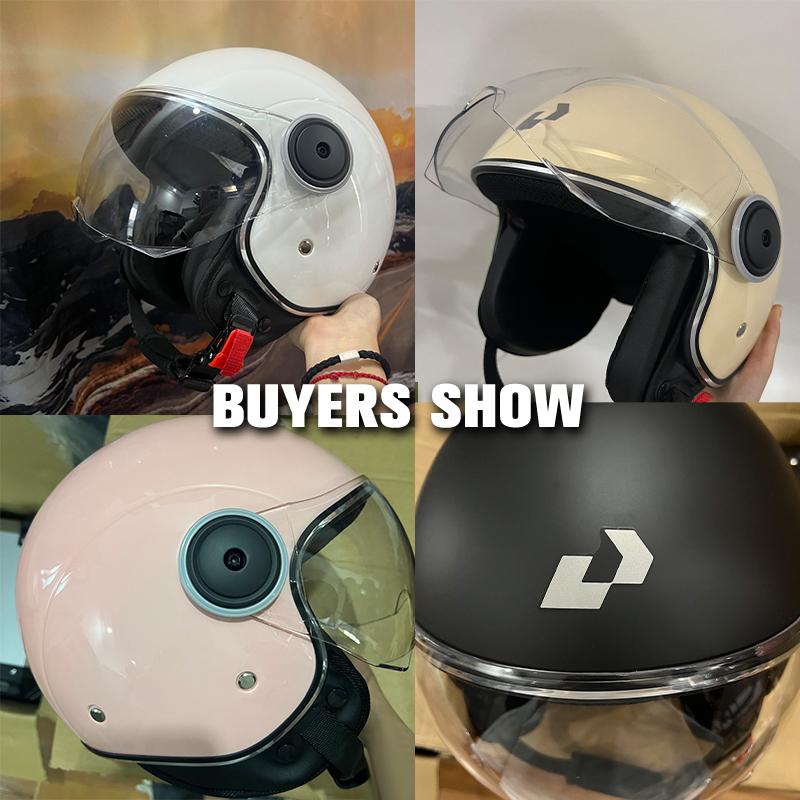 UCHOOSE 3/4 Open Face Motorcycle Helmets With For Men Women Vintage Moto Bike Cascos Scooter Protective Helmets