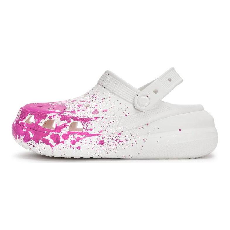 Crocs Crush Clog 811 Manufacturing Chance Encounter Scene Fluid Splash Ink Gift Box Hole Shoes Same for Men and Women White Pink