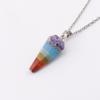 Seven-Color Natural Crystal Stone Pendant Necklace N772