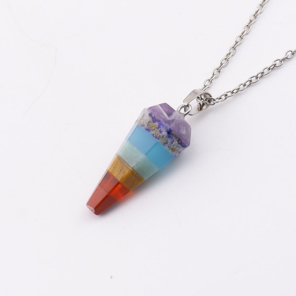 Семицветный натуральный кристаллический камень, подвеска, ожерелье N772