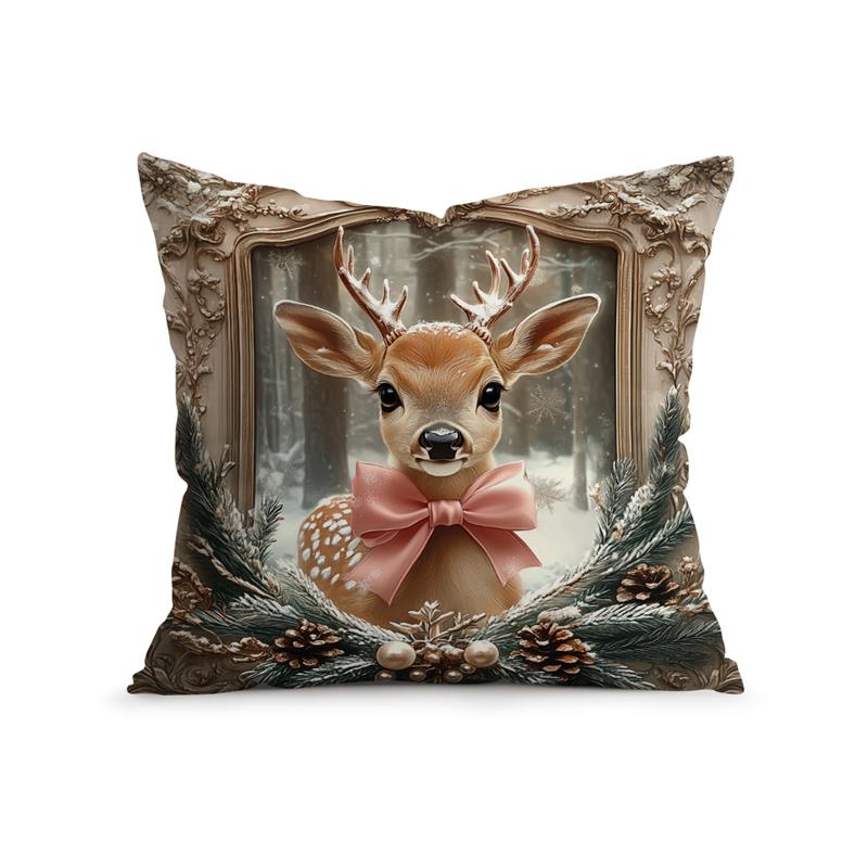 Vintage Christmas Cushion Pillowcase Printed 100% Polyester 45X45Cm Throw Pillowcover Decorative Sofa Cushion Pillowslip Decor