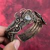 Ammonite Fossil Bangle Copper Wire Wrapped Rainbow Moonstone Cuff Bracelet Adjustable Bangle Copper Wire Jewelry Handmade Gemstone Bracelet