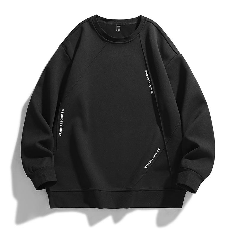 Spring Round Neck Loose Sleeved T-shirt for Men, Versatile Hoodie