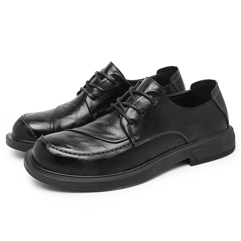 

Men s trendy new comfortable Brown black business casual shoes leather shoes Confucian gentleman Outdoor shoes for going out 44 чёрный