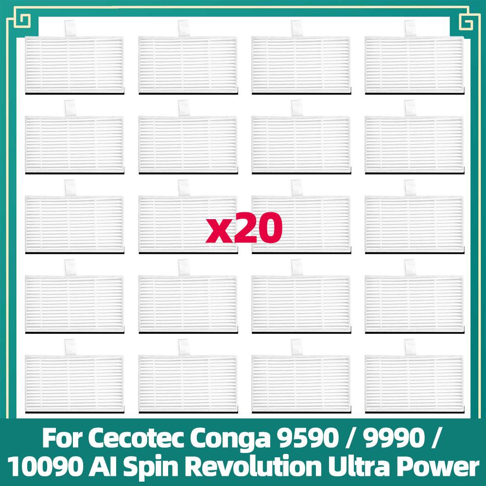 Passar för Cecotec Conga 9590 / 9990 / 10090 AI Spin Revolution Ultra Power Hemersättningskit Huvudsidoborste Filter Dammbehållare