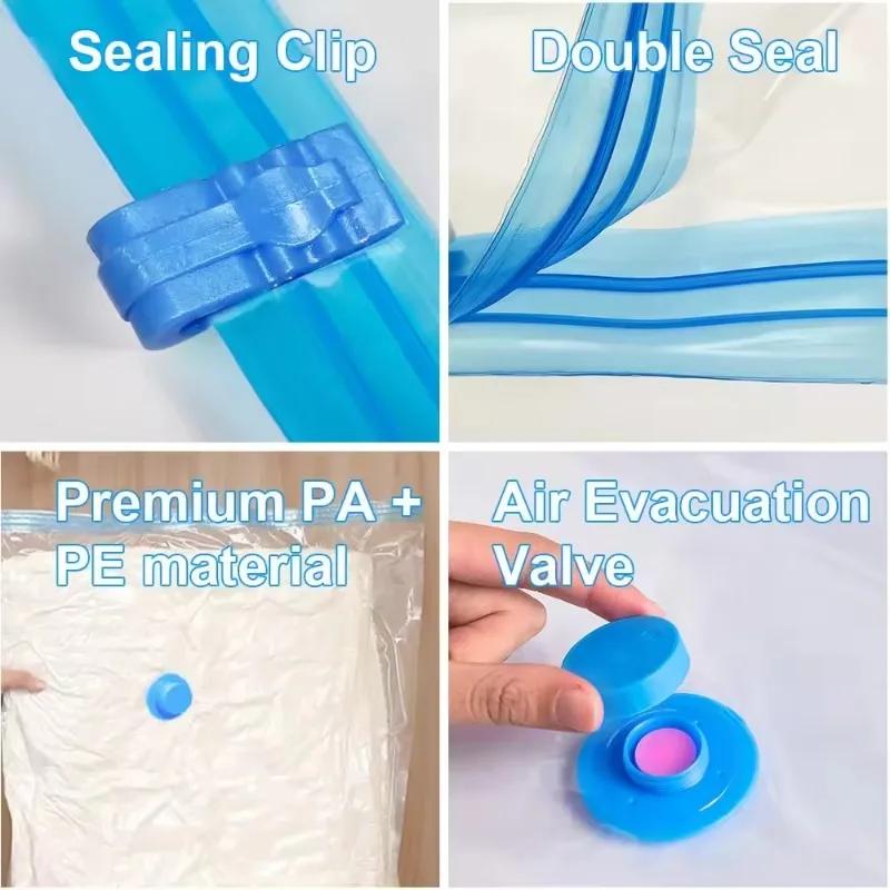 Vacuum Storage Bags More Space Save Compression Travel Seal Zipper for Clothes Pillows Bedding Closet Home Organizer