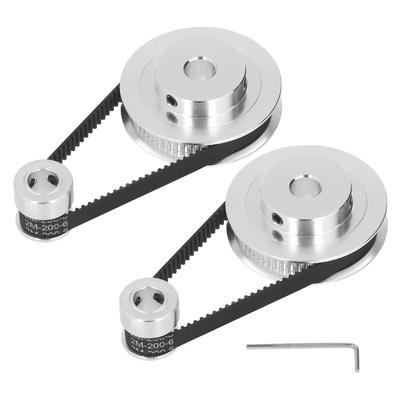 2 Set Synchronous Wheel GT2 Aluminum Alloy Timing Pulley with 2Pcs Length 200mm Width 6mm Belt 8mm