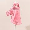 Pink Dog Cat Robe with Plush Collar Lace Trim All-Season Snap Fit Pet Bathrobe Machine Washable Cozy Outfit for Small to Medium Pets