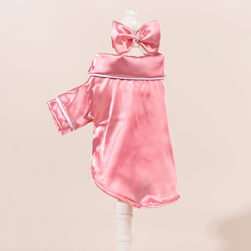 Pink Dog Cat Robe with Plush Collar Lace Trim All-Season Snap Fit Pet Bathrobe Machine Washable Cozy Outfit for Small to Medium Pets