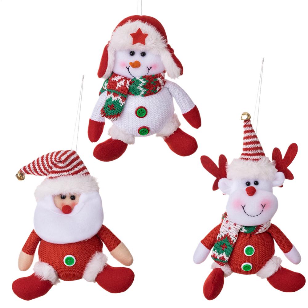 Рождественский украшение 3шт кукла снеговик Рождественский декор Рождественская снежинка фигурка снеговика красный старик олень снеговик Рождественский декор
