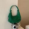 Popular women's bags spring and summer new simple and fashionable glossy shoulder bags underarm bags moon bags