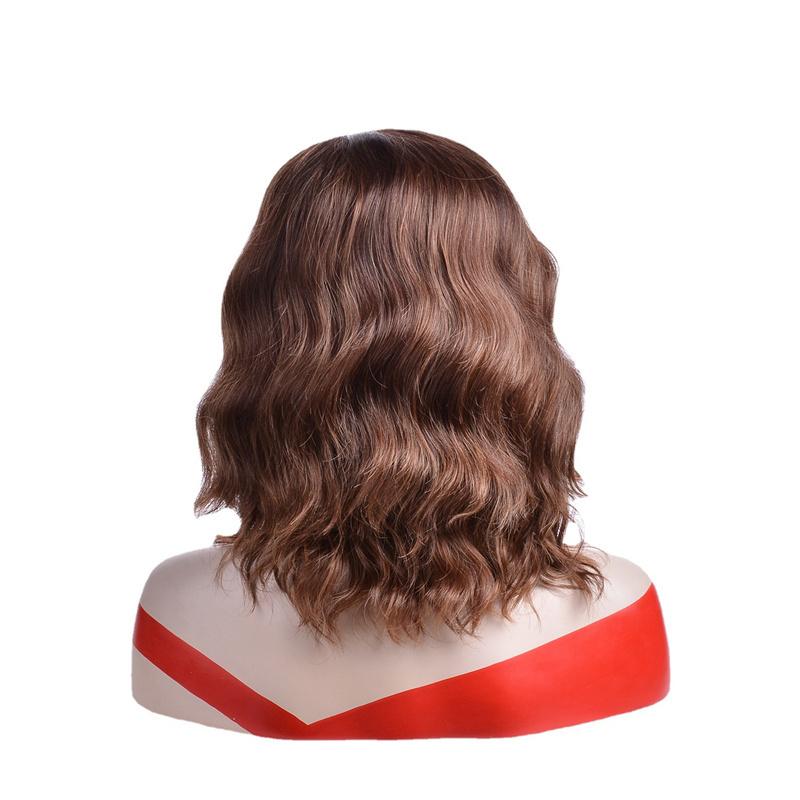 Synthetic Short Brown Curly Wigs for Women Pretty Sweet Hairstyle Mother Wig with Bangs Daily Cosplay Party Casual Hair