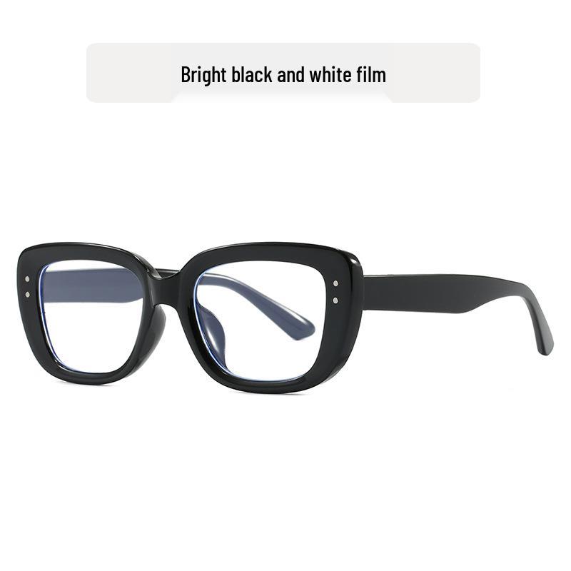 Women's Small Frame Square Cat-Eye Sunglasses with Rivet Design for Sun Protection - Trendy and Simple Runway Style