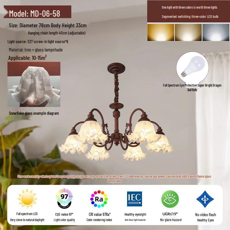 Romantic French Mid-Century Flower Chandelier for Living Room, Bedroom & Restaurant