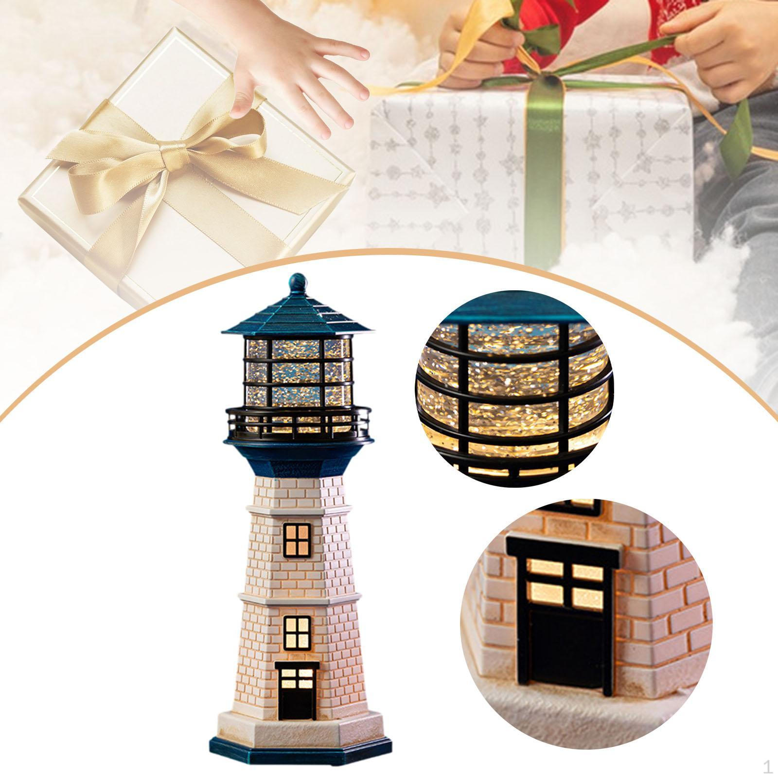 

Lighthouse Night Light up Decoration Ornament Table Lamp Snow Globe for Entryway Dresser Kids