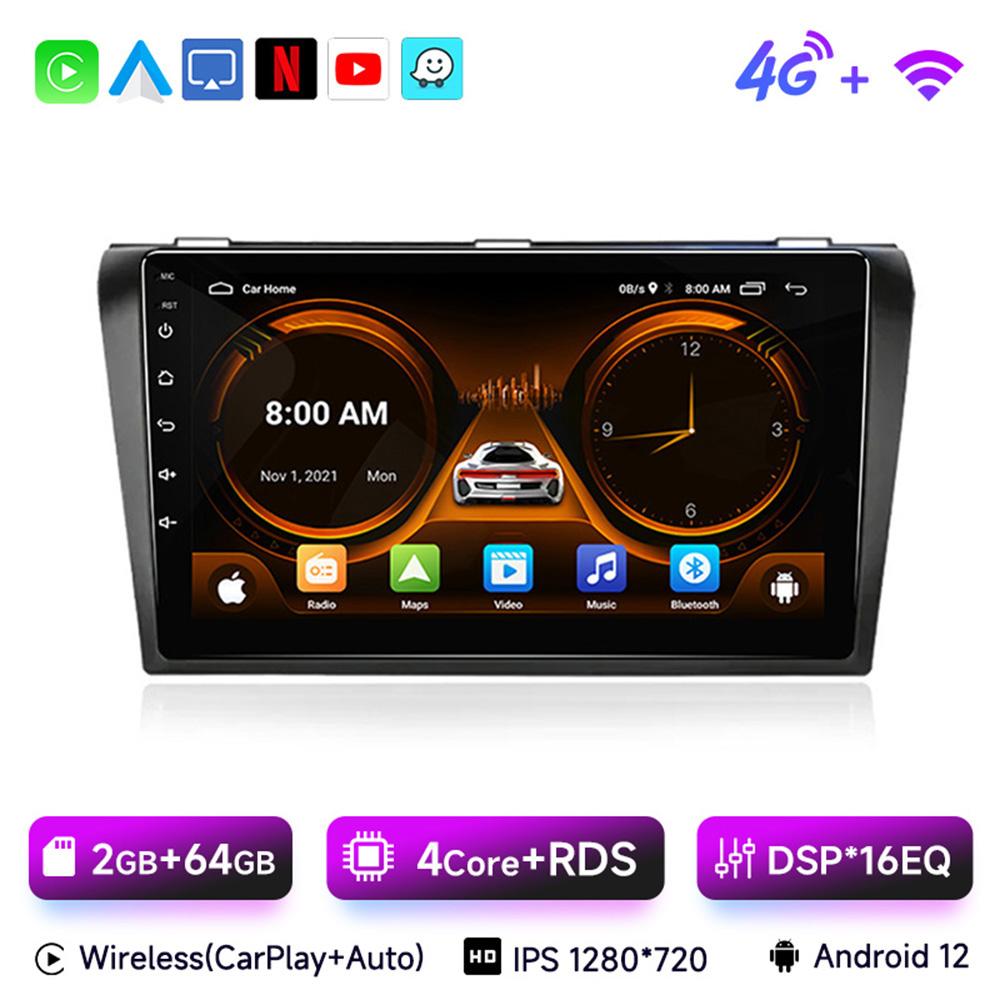 JIUYIN Wireless CarPlay Android 13 Auto 9inch Car Radio for Mazda 3 Bk Maxx Axel 2004-2013 GPS Car Smart Systems Smart Car Radio
