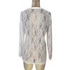 Autumn and Winter Women's Elegant Fashion Lace Hollow Splicing Long Sleeve Jacket