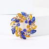 Classical Olive Branch Circle Badges for Women Crystal Round Flowers Party Office Brooch Pins Gifts