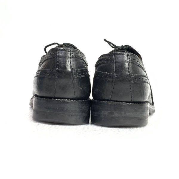 Vintage 70s-80s Unknown Brand Long Wingtip Leather Shoes Black 11 29.0(USED)