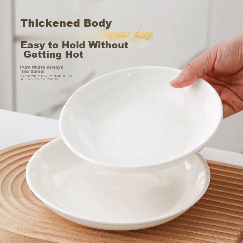 Chuanqi Underglaze Color Ceramic Plates 8 Inch 4-Pack Ceramic Tableware Plates Dishes Serving Plates Rice Plates Deep Soup Plates New White Ceramic