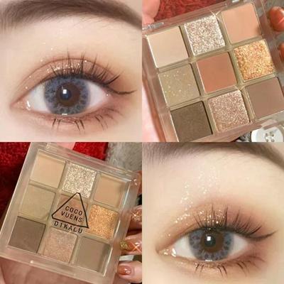 9/7 Lidschatten-Palette Rosenrosa Erde Perlmutt Matt Milchkaffee Glitzer Make-up Langanhaltendes Koreanisches Kosmetikset, B03