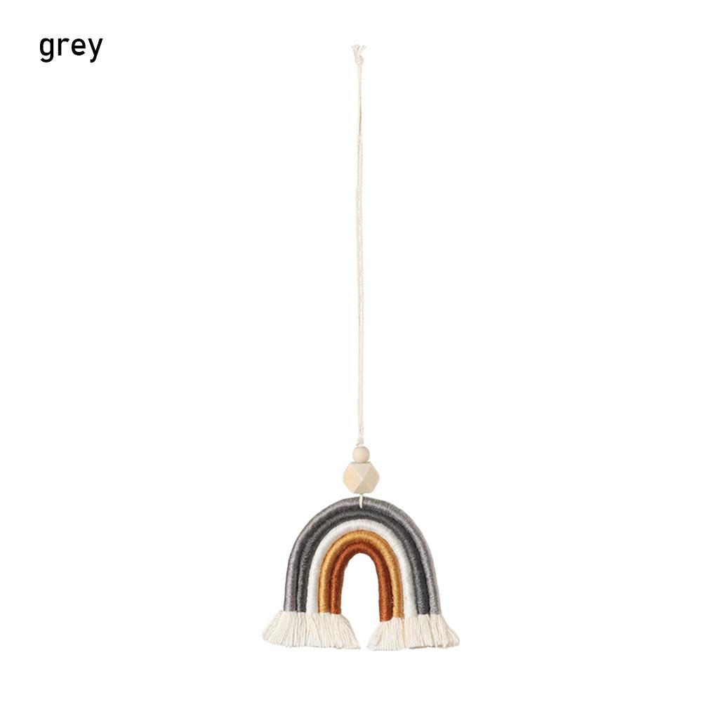 1PC Boho Heart Car Rear View Mirror Hanging Wooden Bead Braids Wall Decor Hanging Colorful Handmade Weaving Car Ornament