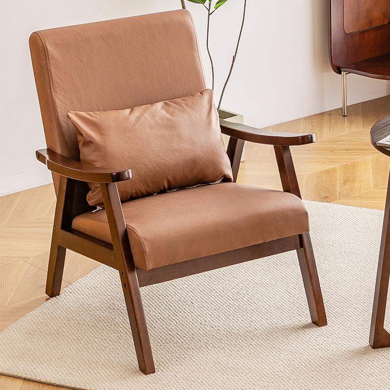 Solid Wood Single Sofa Chair Boutique Hotel Guestroom Seat Balcony Leisure Lounge Chair for Cozy Spaces
