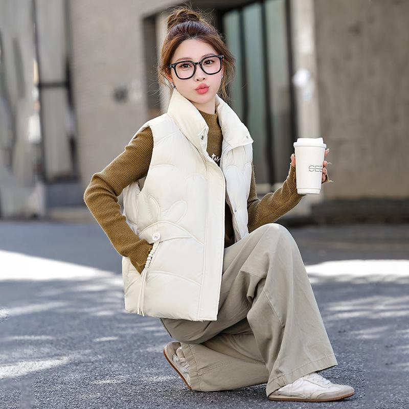 

Новий жіночий легкий жилет без рукавів зі стійкою, якісна куртка, однотонна, потовщена, тепла, спортивно-повсякденна, вільна бавовняна куртка M