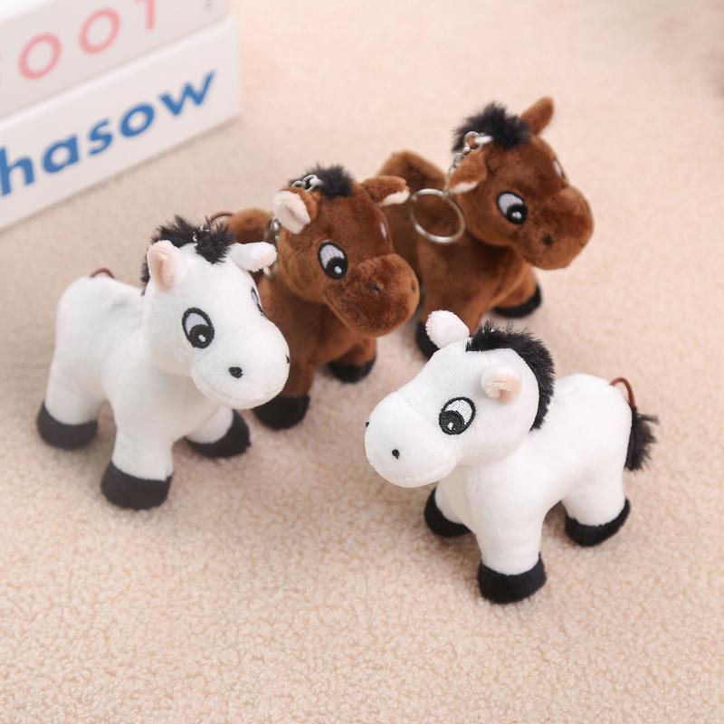 1Pcs Cartoon Pony Pendant Stuffed Animal Horse Plush Toy Key Ring Backpack Ornaments Hanging Decoration