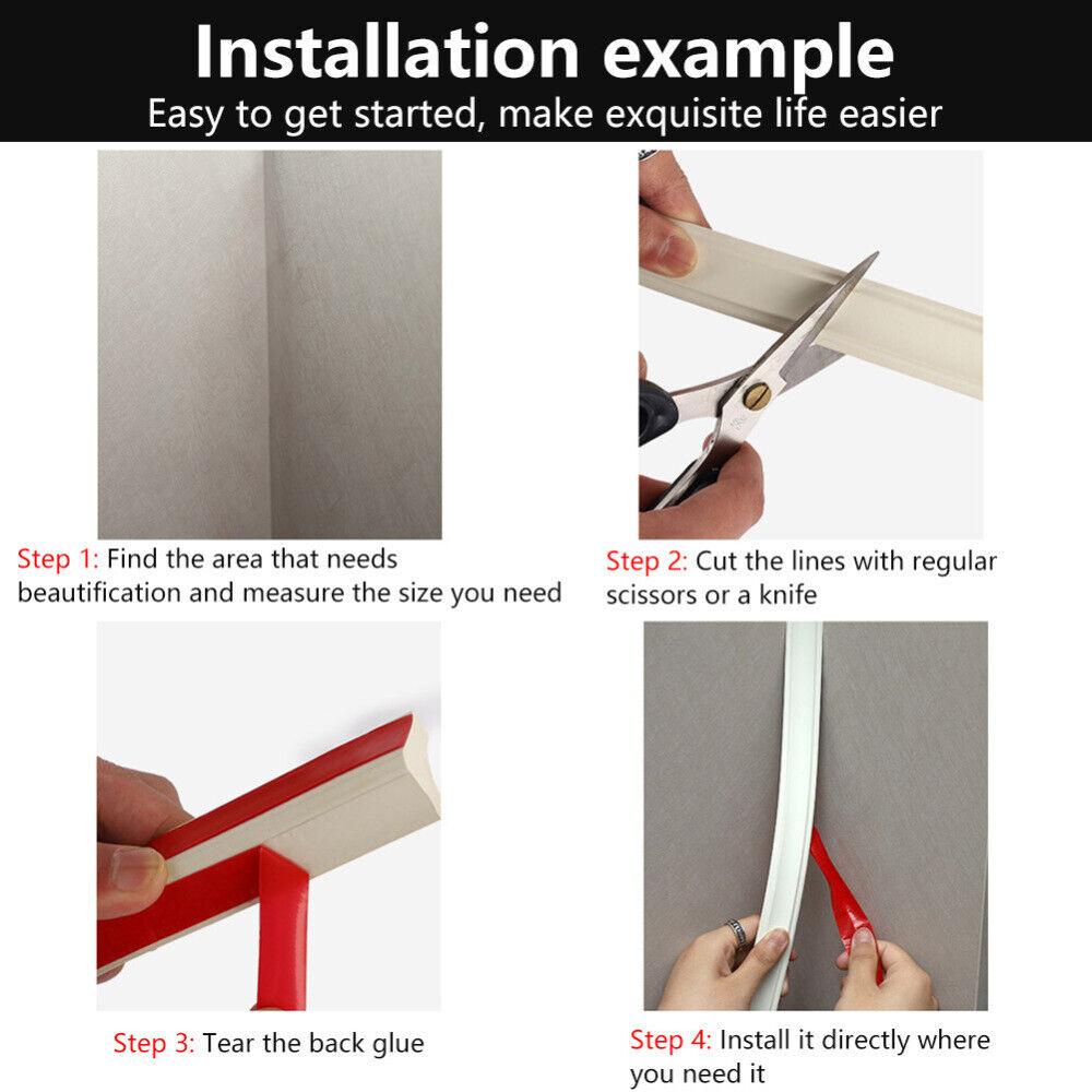 5M Self-Adhesive Wall Inner Corner Trim Corner Molding Line Tape Skirting Line Ceiling Caulk Internal Strip Edge Strip Home Dec