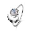 Moonstone CopperMoon Ring, Vintage Crescent & Starry Pattern Open Ring, Boho Women's Fashion Jewelry Cross-Border  Gift