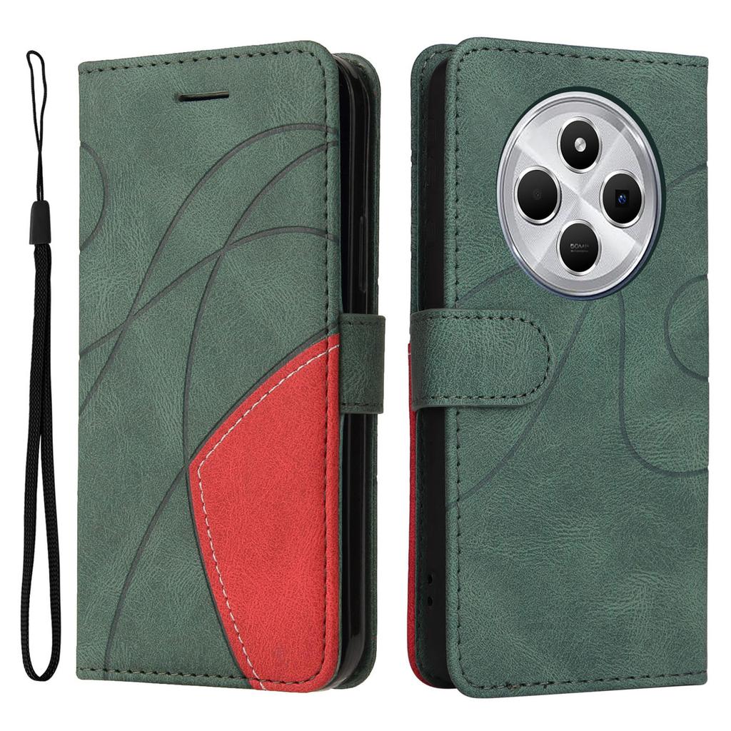 For Xiaomi Poco C75 4G/Redmi 14R 5G/14C 4G Leather Case Wallet Stand Color Splicing Phone Cover