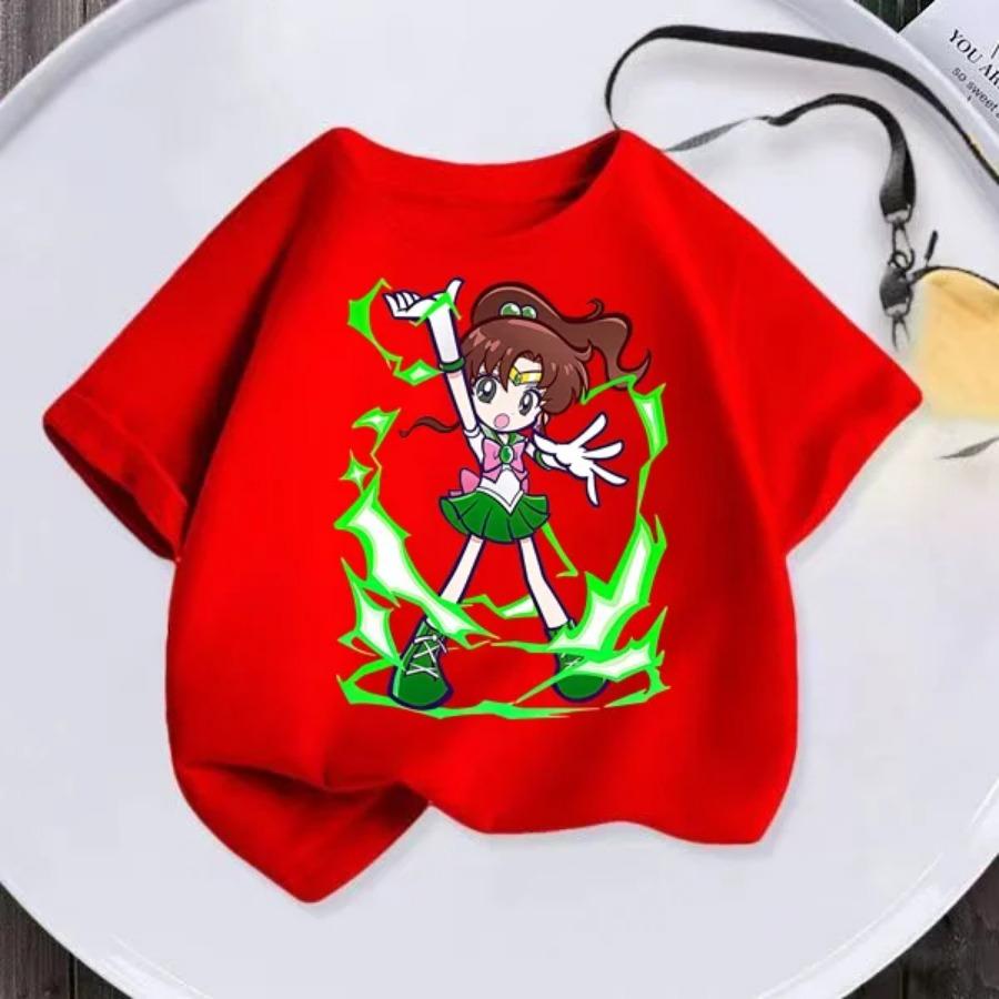 Summer New Kids T-shirt Anime Sailor Moon Girl T-shirt Fashion Cute Girl Anime Harajuku Style Short Sleeve T-shirt Top