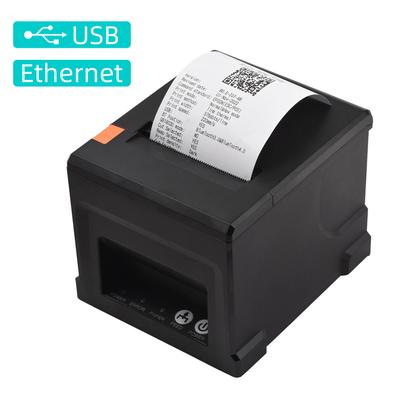Imprimante de reçus USB + LAN 80mm, imprimante POS avec coupe automatique, impression thermique directe de bureau