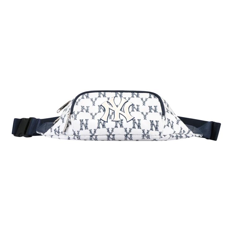New MLB Monogram Collection Nylon Fanny Pack, Shoulder Bag, Crossbody Bag Regular Unisex White Blue 32BGCR111-50N