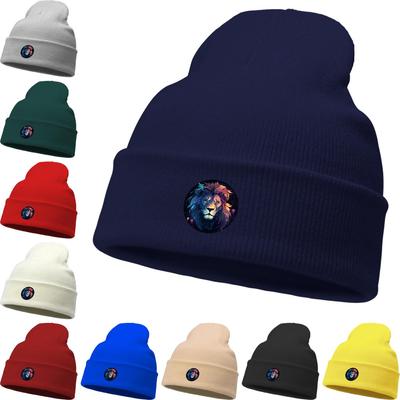 Cartoon Lion Winter Knitted Cap Beanie, Animal Woman Cap Cancer Chemo Stretchable Casual Pompom Beanies Knit Cap Beanie