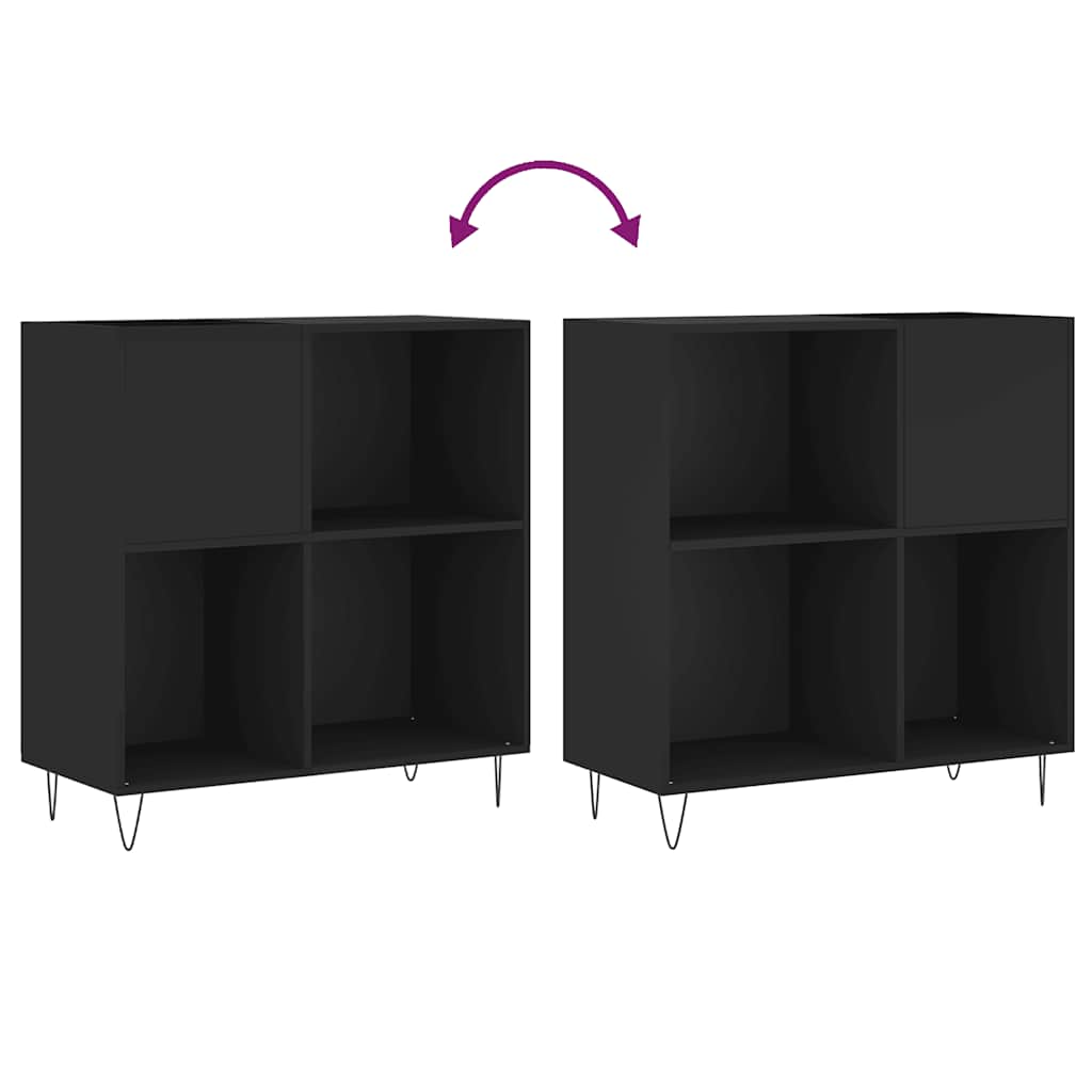 Record Cabinet Black 84.5 x 38 x 89 cm Particleboard