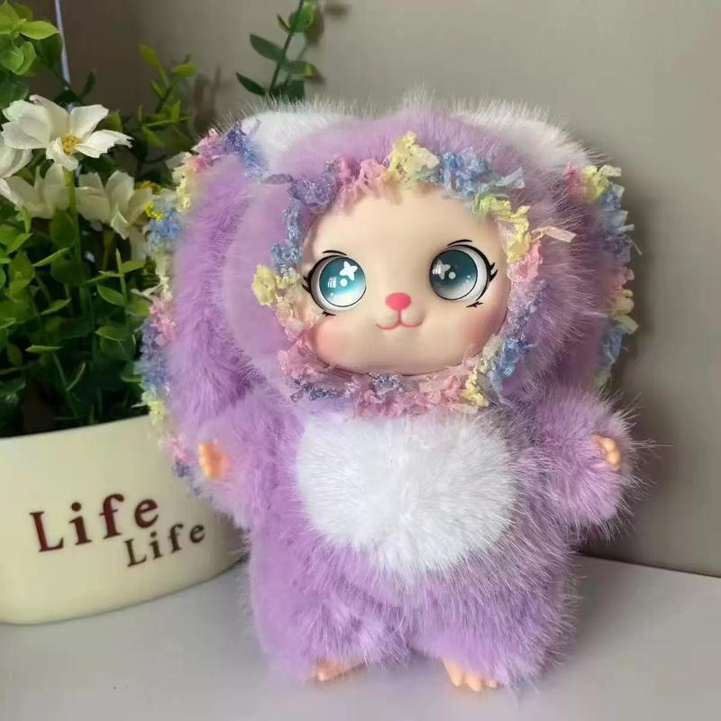 Plush Big Ears Rabbit Doll Pendant Adorable Bowknot Soft Fluffy Decor for Kids Backpack Party Favor Gift