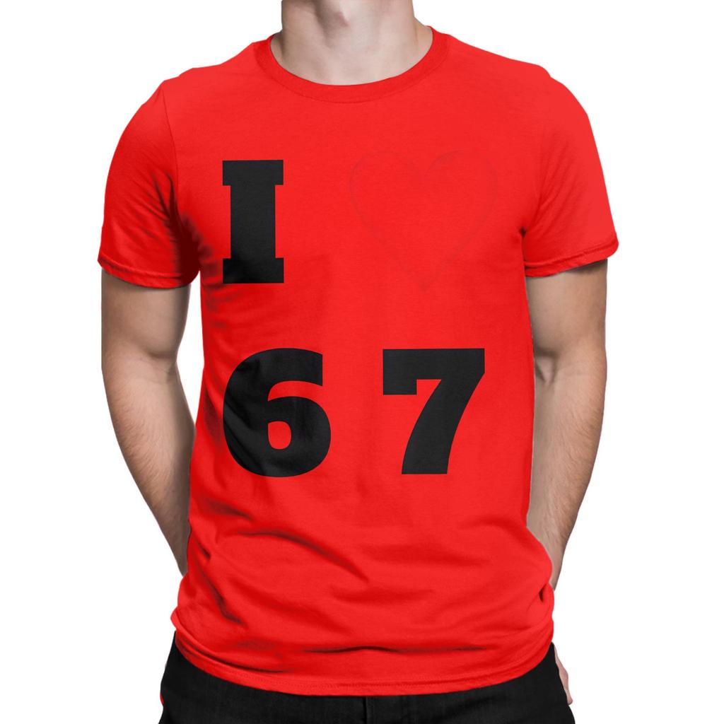 I Heart 67 T Shirt Summer Pure Cotton T Shirts For Unisexs Harajuku Casual Tshirt Short Sleeves Y2k Retro Tops