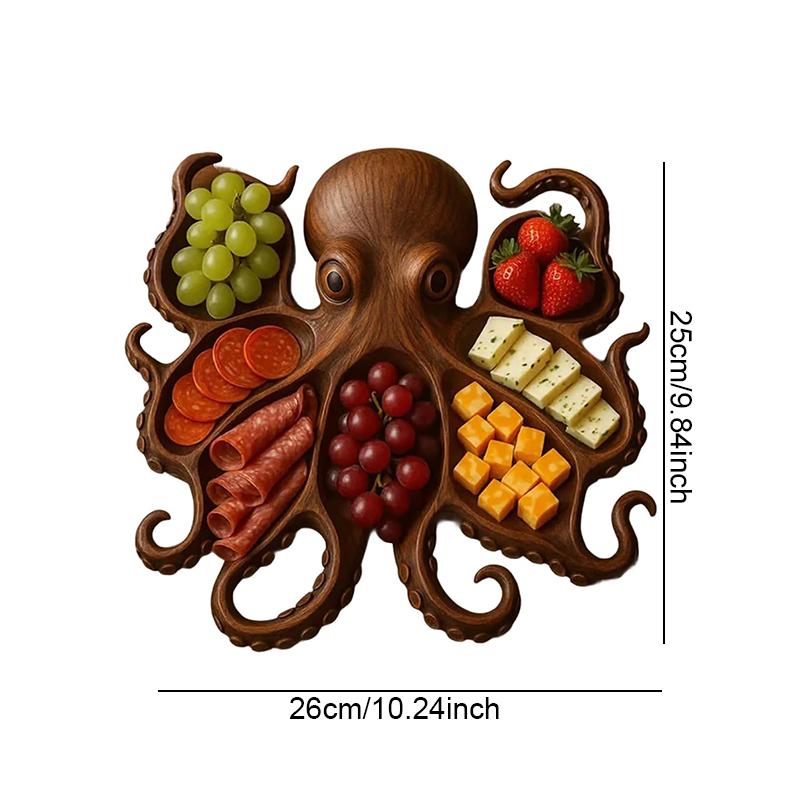 Octopus Charcuterie Platter Creative Wooden Octopus Modeling Fruit Snack Tray Table Decoration Ornaments Home Decor
