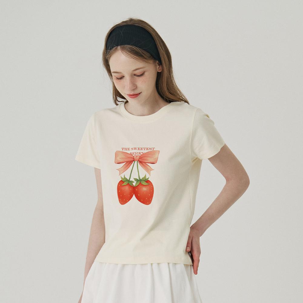 SWEET SOUP Strawberry Ribbon T-Shirt_Lt/Yellow(Wb7Stf2)