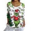 Women's Fashion Casual Knit Sweater Button-Up Christmas Print Cardigan Jacket