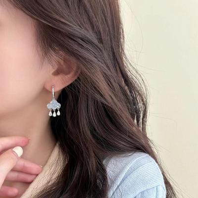 Boucles d'oreilles nuage mignonnes coréennes pour femmes Boucle d'oreille pendante en zircon bleu pluie